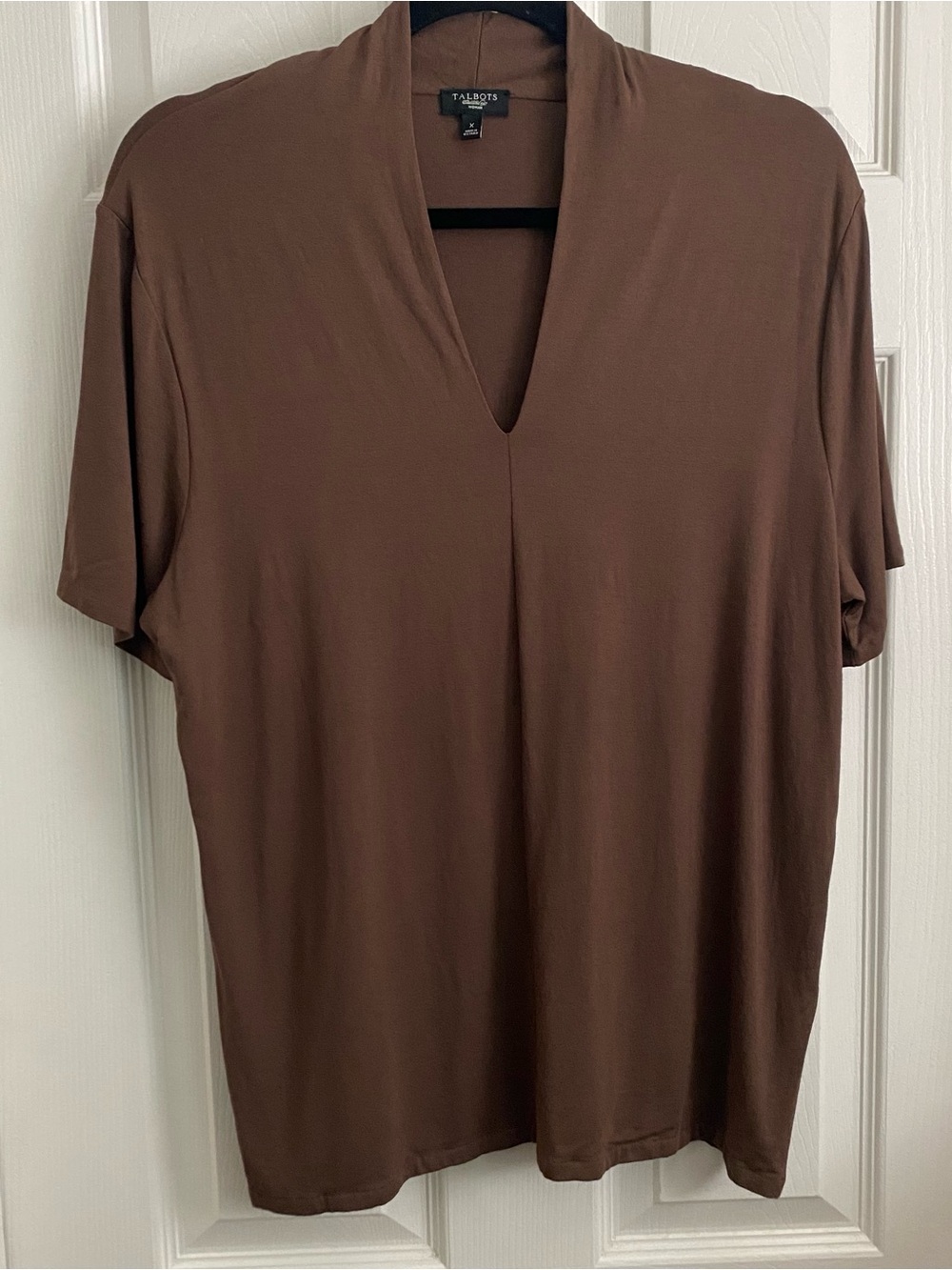 Talbots Chocolate Brown V-Neck Short Sleeve Top